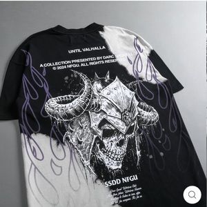 DARC SPORT “HOUSE OF WOLVES” FLAMES BLACK ACID WASH SHIRT